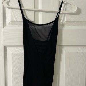 Charlotte Russe Black Mesh V Neck Front and Cross Strap Back Detail Tank Top